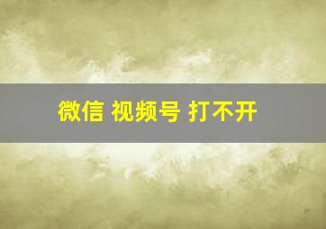 微信 视频号 打不开